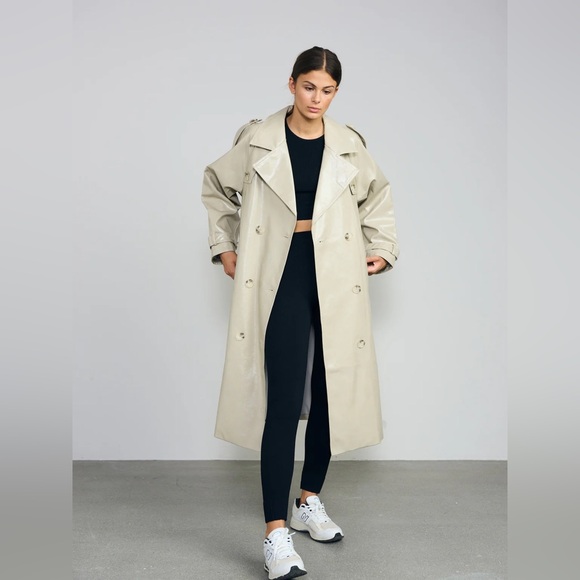 MEOTINE BOBBY TRENCH VEGAN LEATHER - LIGHT GREY - Picture 2 of 13